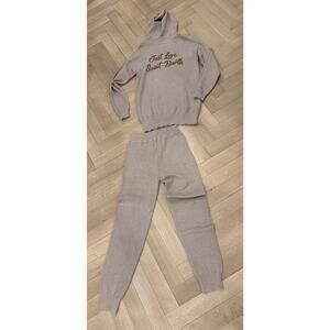 Kiwi Saint Barth- OS Light Brown Sweatpants and hooded Sweatshirt